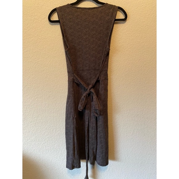Toad&Co Cue Sleeveless Faux Wrap Dress Brown Herringbone V-Neck Women's - Picture 4 of 5